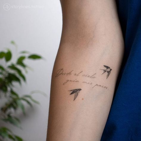 Spanish Tattoos For Women, Spanish Quotes For Tattoos, Bird Forearm Tattoo, Barn Swallow Tattoo, Spanish Quotes Tattoos, Swallow Tattoos, Spanish Tattoos, Quotes For Tattoos, Nautical Quotes