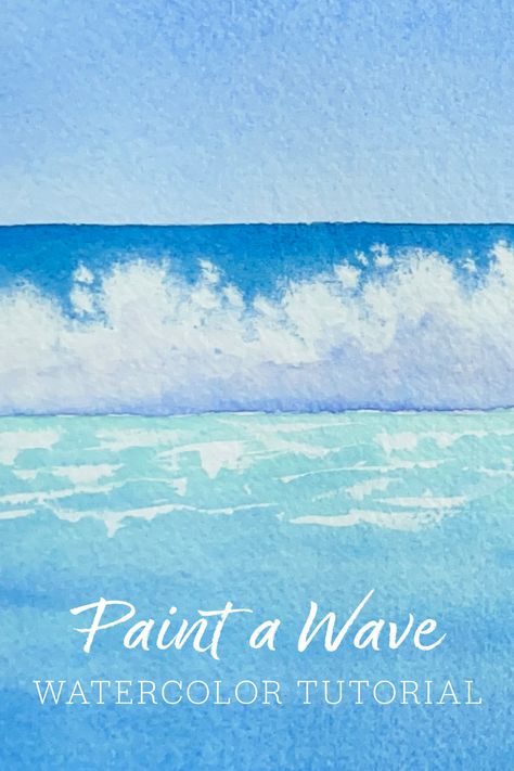 Watercolor wave painting tutorial Sea Waves Watercolor Painting, Watercolour Beach Painting, Watercolor Ocean Painting, Watercolours Flowers, Watercolour Waves, Seashell Watercolor, Watercolor Seascapes, Watercolour Water, Watercolour Beach