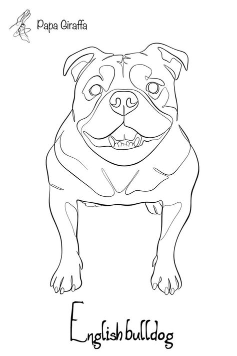 Line Drawing Tattoos, Bulldog Drawing, Dog Line Drawing, French Bulldog Art, Dog Tattoo, Dog Paintings, English Bulldog, Personalized Pet, Animal Paintings