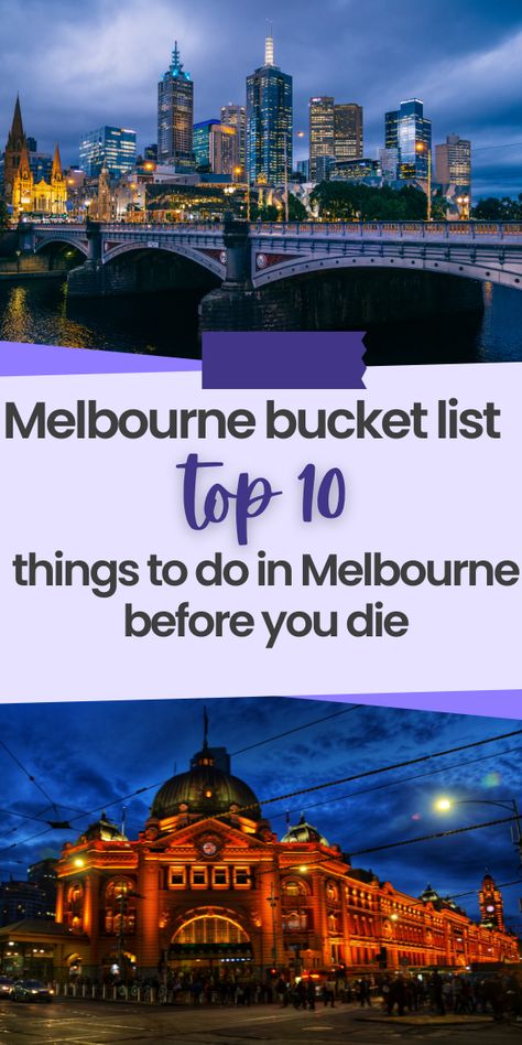 Melbourne is a must-visit spot when exploring the land down under. There is so much to see and do. Here is our Melbourne bucket list with the ten best things to do in Melbourne before you die. Melbourne Bucket List, Things To Do In Melbourne Australia, What To Do In Melbourne, Melbourne To Do, Melbourne Travel Guide, Places To Visit In Melbourne, Melbourne Attractions, Things To Do In Melbourne, Melbourne Tourist Attractions