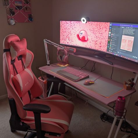 My pink setup! Xbox Setup, Pink Setup, Shared Office, Dead By Daylight, Gamer Room, Different Games, Personal Website, World Leaders, Overwatch