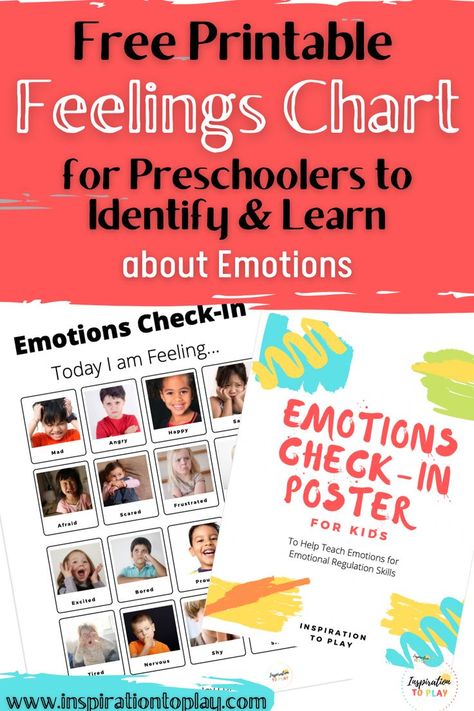 Are you looking for ideas for teaching Feelings and Emotions to Preschoolers? Check out this emotions and feelings chart to help your child identify and learn about emotions. Learn about emotions activities for preschoolers. Feelings Chart Preschool Free Printable, Emotions For Preschoolers, Toddler Feelings Chart, Class Books Preschool, Emotion Activities, Emotional Regulation Skills, Feelings Preschool, Toddler Feelings, Feeling Words List