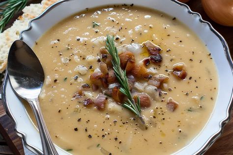 Rosemary and Roasted Garlic White Bean Soup Roasted Garlic White Bean Soup, Garlic White Bean Soup, Soft Diet, Mongolian Beef Recipes, Soups Stews Chilis, Great Northern Beans, White Bean Soup, Spinach Stuffed Mushrooms, Fool Proof Recipes