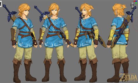 Link Drawing, Link Breath Of The Wild, Breath Of The Wild Link, Link Costume, Link Botw, Create A Character, Link Cosplay, Character Turnaround, Drawing Hair Tutorial