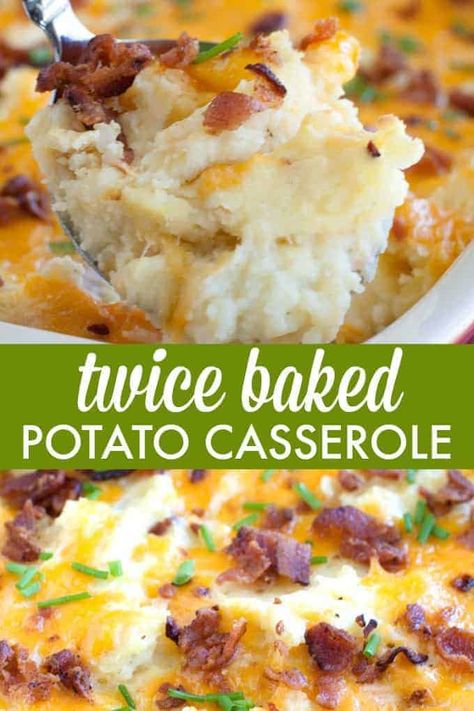 Twice Baked Potato Casserole, Twice Baked Potato, Twice Baked Potatoes Casserole, Pasta Alfredo, Recipe Banana, Casserole Easy, Baked Potato Casserole, Potato Recipes Side Dishes, Potatoe Casserole Recipes