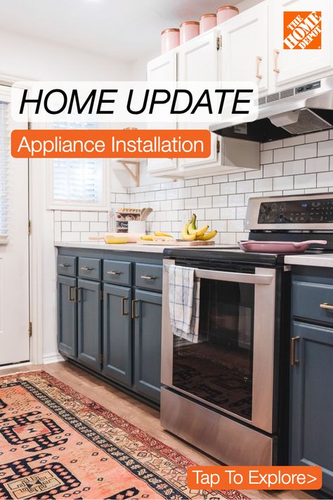 Don't struggle with complicated appliance installation. Trust the experts at The Home Depot to get it done right and save you time and money. From washers and dryers to ovens, dishwashers, or refrigerators – we can help you install your purchased appliances so that they work for years to come. Tap to learn more. Kitchen Credenza, Decorating Above Kitchen Cabinets, Kitchen Cabinet Trends, Above Kitchen Cabinets, Kitchen Design Trends, Kitchen Farmhouse, Kitchen Trends, Unique Kitchen, Kitchen Cabinet Design