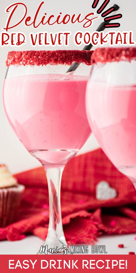 Alcoholic Valentines Drinks, Red Velvet Baileys Drink Recipes, Valentines Themed Cocktails, Valentine Drinks Alcoholic Easy, Valentine Alcoholic Drinks, Valentine's Day Cocktails, Valentine Cocktail Recipes, Valentine’s Day Drinks Alcoholic, Valentines Day Cocktails Recipes