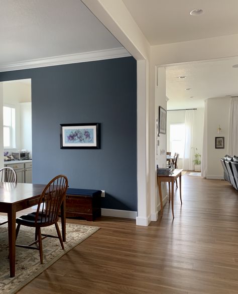 Granit Peak Sherwin Williams, Granite Peak Sherwin Williams, Slate Blue Walls, Dark Blue Paint Color, Blue Walls Living Room, Blue Gray Paint Colors, Blue Painted Walls, Blue Grey Walls, Blue Wall Colors