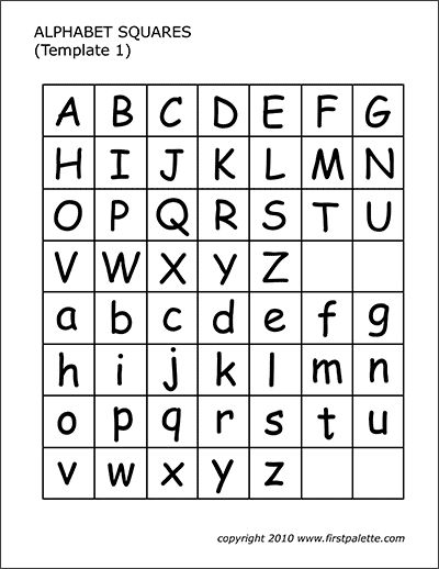 Alphabet Letter Squares | Free Printable Templates & Coloring Pages | FirstPalette.com Alphabet Assessment Sheet Free Printable, Alphabet Templates Printable Free, Free Printable Alphabet Templates, 3d Alphabet Letters, Kindergarten Checklist, Square Letters, Abc Templates, Alphabet List, Upper Case Alphabet