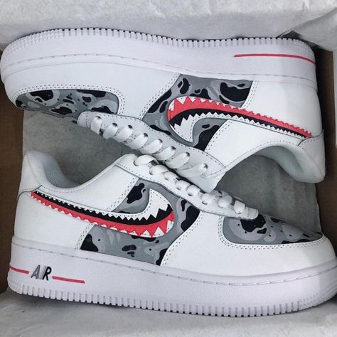 Bape Custom Air Force 1-shecustomize Bape Air Force 1, Shoe Artwork, Diy Sneakers, Nike Shoes Air Force, Custom Nike Shoes, Custom Made Shoes, Air Force 1 Custom, Custom Air Force 1, Sneakers Looks