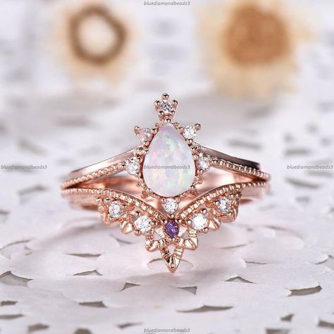 Engagement,Engagement Ring,Wedding Ring,Wedding,Ring For Her,Gift For Her,Birthday Ring,Promise Ring,Gift For Love,Ring For Wife,Opalite Ring Quartz Ring Engagement, Opalite Ring, Rose Quartz Engagement Ring, Rose Quartz Ring Engagement, Fire Opal Engagement Ring, Opal Engagement Ring Set, Rose Gold Opal Ring, Rose Gold Ring Set, Diamond Band Engagement Ring