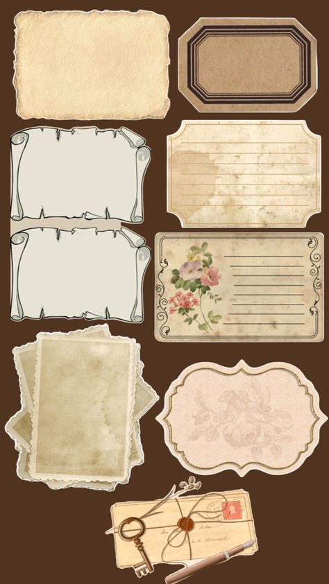 Aesthetic notes printable Vintage Aesthetic Stickers Printables, Vintage Notes, Notes Printable, Book Art Projects, Vintage Scrapbook Paper, Aesthetic Notes, Scrapbook Printing, Characters Inspiration Drawing, Iphone Case Stickers