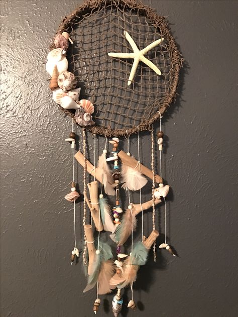 Ocean Themed Dream Catcher, Shell Dream Catcher Diy, Beach Dream Catcher, Sea Shell Dream Catcher, Boho Dream Catcher Diy, Seashell Dreamcatcher, Mermaid Dream Catcher, Diy Dream Catcher For Kids, Shell Dream Catcher