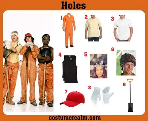 How To Dress Like Holes, DIY Holes Costume For Cosplay & Halloween Holes Movie Themed Party, Holes Halloween Costume Group, Holes Movie Costume, Stanley Yelnats Costume, Holes Costume Halloween, Jeans With Holes Outfit, Holes Halloween Costume, Holes Costume, Holes Movie