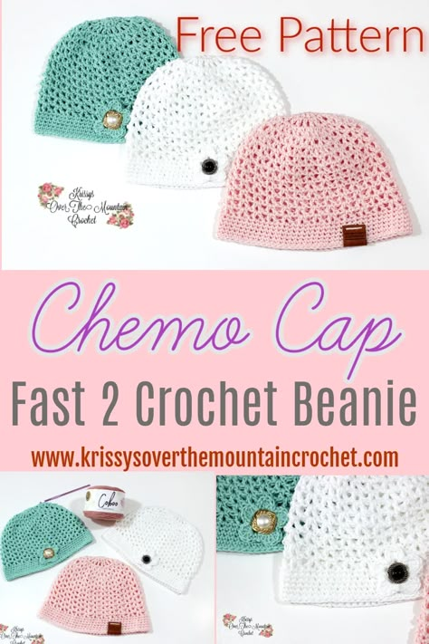 Mesh Chemo Cap | Free Crochet Pattern - Krissys Over The Mountain Crochet Crochet Hats For Chemo Patients, Crochet Chemo Blanket, Skull Cap Crochet Pattern Free, Chemo Crochet Hats, Cotton Chemo Caps Pattern, Chemo Cap Crochet Pattern Free, Crochet Chemo Beanie Pattern Free, Crocheted Chemo Hats Free Pattern, Cotton Crochet Hats Free Pattern