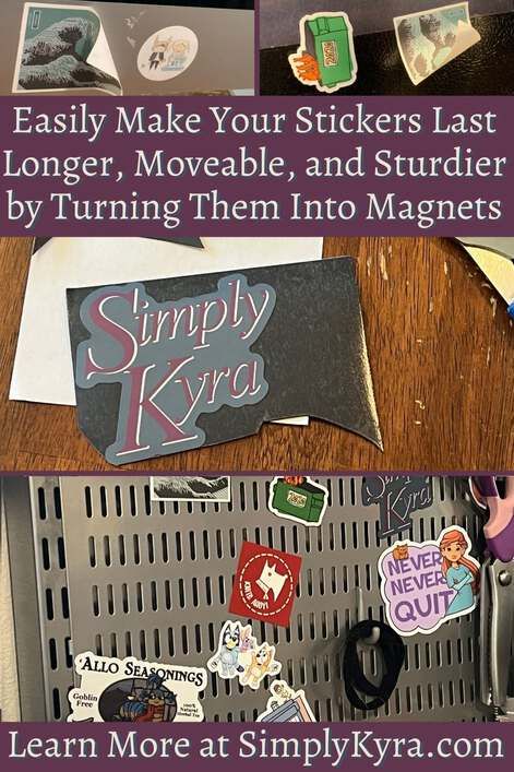 Stickers Into Magnets, Turn Stickers Into Magnets, Things To Do With Stickers, Sticker Collection Display Ideas, What To Do With Stickers, Homemade Magnets, How To Make Magnets, Diy Magnets, Metal Pegboard