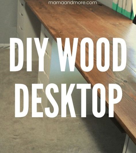 How to Make a DIY Wood Desktop • Mama and More Diy Wood Office Desk, Butcher Block Diy, Painted Granite Countertops, Diy Desks, Wood Desk Top, Diy Desktop, Wood Office Desk, Big Kids Room, Floating Desk