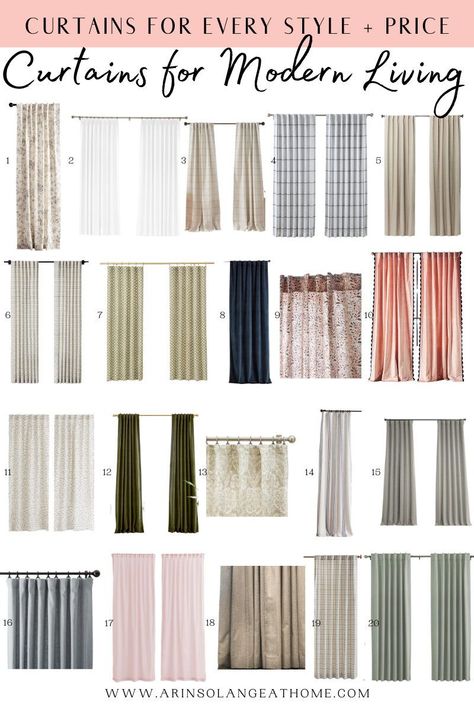 Here are great curtain options for your living room, bedroom, or anywhere in your home! Modern designs to give your home the aesthetic and look that you want. Living Room Curtains Ideas Modern, Curtains Ideas Modern, Curtain Ideas For Living Room, Curtains Holder, Sheers Curtains Living Room, Curtains Style, Curtains Living Room Modern, Living Room Curtain, Window Curtains Bedroom