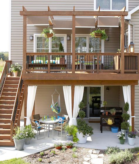 Patio Under Decks, Attached Pergola, Patio Deck Designs, Pergola Design, Easy Landscaping, Decks Backyard, Pergola Plans, Diy Pergola, Pergola Patio