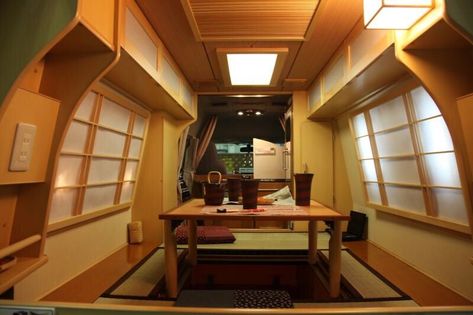 Tiny Home Ideas, Van Conversion Build, Van Dwelling, Toyota Van, Diy Campervan, Japanese Interior Design, Campervan Interior, Camper Living, Van Living