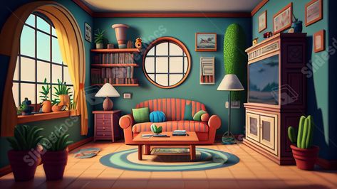 Living room sofa cute 3D cartoon Living Room Cartoon Background, 3d Cartoon Background, Cartoon Powerpoint, Living Room Vector, Living Room Cartoon, Living Room Illustration, Room Cartoon, Striped Sofa, Ppt Background