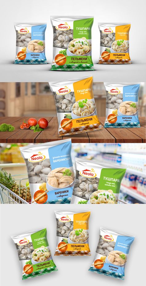 Frozen Food Packaging Design Creative, Frozen Packaging Design, Dumpling Packaging Design, Food Packing Design, Pouch Design Packaging, Dumpling Packaging, Frozen Food Labels, Food Package Design, Frozen Food Packaging