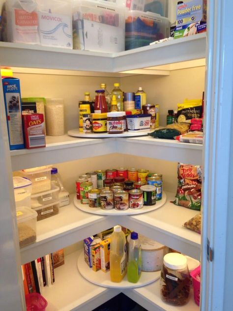 Image result for how to maximize storage in a triangle pantry Pantry Organisation, Organized Pantry, Ship Lap, Remodel Diy, Corner Pantry, Desain Pantry, Butcher Blocks, Pantry Makeover, Kabinet Dapur