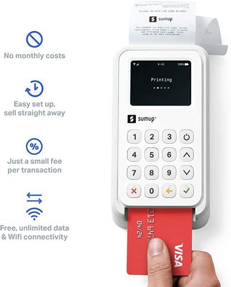 SumUp 3G Unlimited Data/WIFI Card Reader Terminal Payment Kit for Contactless Payments, Chip and Pin & Print Receipts. (SumUp Card Reader + Printer) (UK Version/Plug): Amazon.co.uk: Stationery & Office Supplies Contactless Payment, Wifi Card, Unlimited Data, Shop Fittings, Uk Flag, Phone Apps, Card Reader, Power Source, Phone Numbers