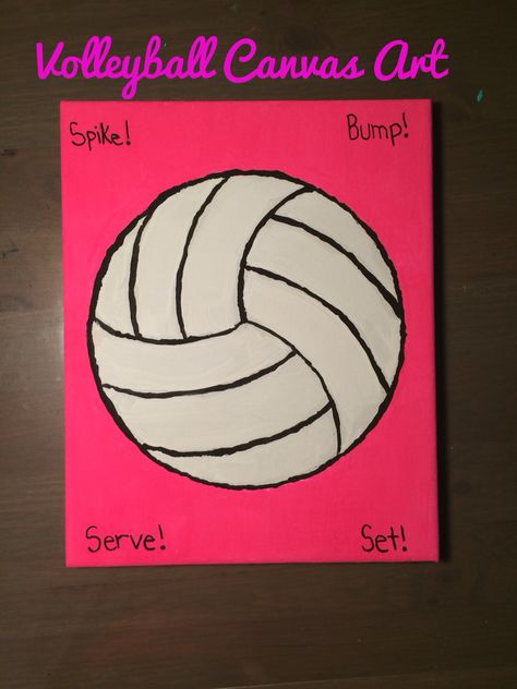 Volleyball Canvas Art! Volleyball Canvas Painting, Volleyball Paintings On Canvas, Volleyball Painting Ideas On Canvas, Volleyball Face Paint, Volleyball Crafts For Kids, Volleyball Painting Ideas, Volleyball Painting, Volleyball Art, Volleyball Crafts