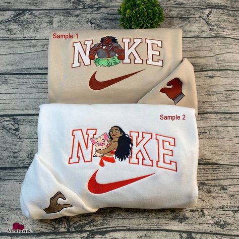 Cute Moana And Maui Disney Nike Embroidered Sweatshirts, Nike Embroidery Matching Couple Check more at https://viralustee.com/product/cute-moana-and-maui-disney-nike-embroidered-sweatshirts-nike-embroidery-matching-couple/ Maui Disney, Moana And Maui, Disney Nike, Sweatshirts Nike, Nike Embroidery, Pokemon Collection, Birthday Gift For Women, Matching Couple, Couple Halloween