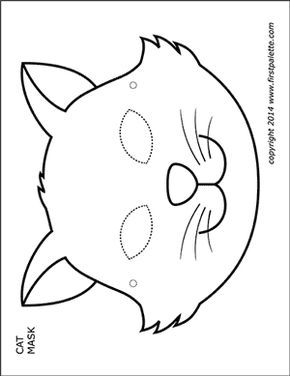 Animal Masks Craft, Animal Mask Templates, Printable Animal Masks, Halloween Coloring Pages Printable, Animal Masks For Kids, Coloring Mask, Cat Masks, Cat Template, Free Printable Templates