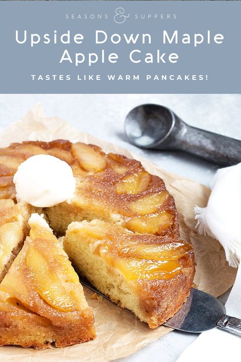 Maple Apple Cake Recipe, Maple Syrup Cake, Maple Desserts, Apple Upside Down Cake, Homemade Maple Syrup, Maple Recipes, Maple Syrup Recipes, Apple Cake Recipe, Banana Bread Recipe Healthy