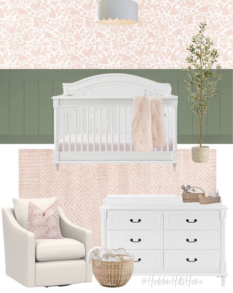 Dusty Pink And Green Nursery, Sage Green And Pale Pink Nursery, Girl Nursery Green And Pink, Green And Pink Girls Room, Sage And Mauve Nursery, Baby Girl Nursery Green And Pink, Green And Blush Nursery, Pink And Green Baby Room, Green And Pink Nursery Girl