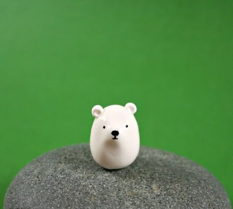 Little Polar Bear - Hand Sculpted Miniature Polymer Clay Animal on Etsy, $15.00: Fimo Kawaii, Clay Bear, Miniature Polymer Clay, Polymer Clay Animals, Cute Polymer Clay, Clay Figurine, Polymer Clay Miniatures, Clay Animals, Clay Miniatures