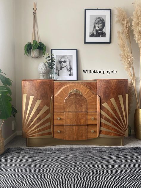 Room Decor Ideas Blue, Blue Room Decor Ideas, Room Decor Ideas Black, Boho Room Decor Ideas, Furniture Makeover Inspiration, Deco Sideboard, Art Deco Sideboard, Art Deco Interior Design, Art Deco Decor