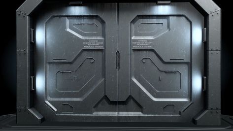 Scifi Door, Spaceship Door, Scifi Interior, Sci Fi Wall, Sci Fi Games, Safe Door, Sci Fi Props, Space Ships Concept, Spaceship Interior