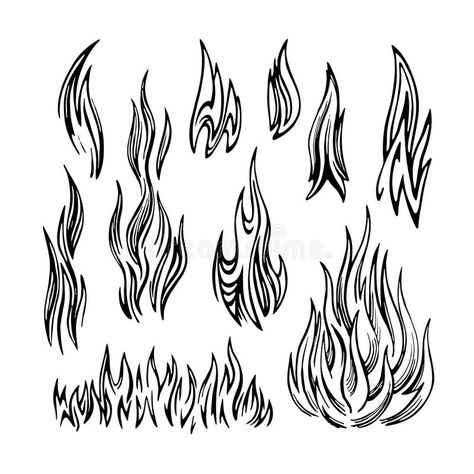 Fire Sketch, Drawing Flames, Fire Vector, Fire Drawing, Omerta Tattoo, Fire Tattoo, Tatuaje A Color, Background Drawing, Vector Sketch