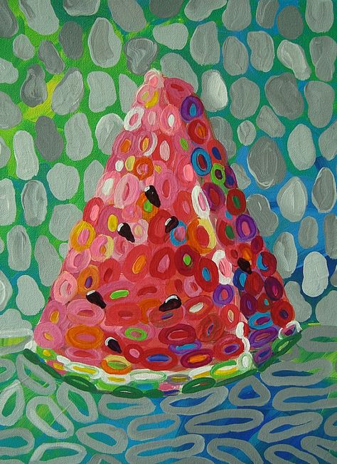 Watermelon Abstract Art, Art For Summer, Watermelon Color, Abstract Fruit Art, Abstract Art Digital, Abstract Fruit Painting, Watermelon Art Print, Watermelon Painting, Watermelon Art