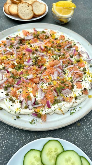 Maegan Brown ~ The BakerMama on Instagram: "This Smoked Salmon Bagel Dip is easy to prep and perfect for a New Years brunch! 🤩🕰️✨ a creamy, dreamy dip is topped with all the familiar flavors a great smoked salmon bagel should have. Comment “brunch” and I’ll DM you the link to my Smoked Salmon Bagel Dip recipe! or tap the link in profile @thebakermama 😋 #TheBakerMama https://thebakermama.com/recipes/smoked-salmon-bagel-dip/ #smokedsalmon #smokedsalmondip #smokedsalmonbagel #nyebrunch #nye #everythingbutthebagel #everythingbutthebagelseasoning #brunch #brunchrecipes" Smoked Salmon Bagel Dip, Smoked Salmon Appetizer Platter, Salmon Bagel Board, Smoked Salmon Dip Recipes, New Year Brunch, Bagel Dip Recipe, New Years Brunch, Salmon Boats, Smoked Salmon Platter