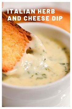 Italian Herb and Cheese Dip Recipe | Italian herbs paired against a mixture of mozzarella fontina and Parmesan give this cheese give this creamy dip a nutty and fresh flavor. #footballrecipes #tailgating #footballparty #seriouseats #recipes Italian Cheese Dip, Parmesan Cheese Dip, Cheese Dip Recipe, Recipe Italian, Recipes Italian, Cheese Dip Recipes, Italian Herbs, Herb Cheese, Creamy Dip