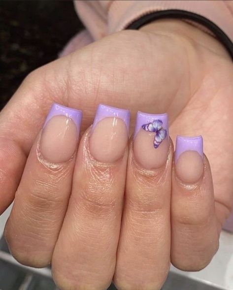 Short Purple Nail Designs, Purple Acrylic Nails, Nail Acrylic, Cute Short Nails, Art Pretty, Purple Nail Designs, Baddie Nails, Nagel Tips, Short Square Nails