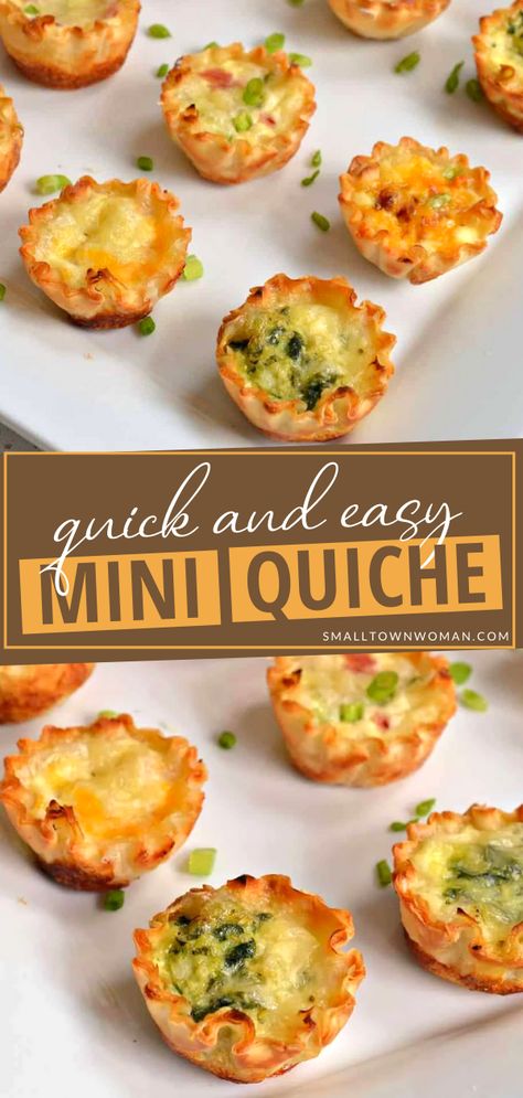 Easy Holiday Party Appetizers, Mini Breakfast Quiche, Mini Quiche Recipe, Easy Holiday Party, Mini Quiche Recipes, Holiday Party Appetizers, Savoury Tarts, Bowl Party Food, Mini Quiches