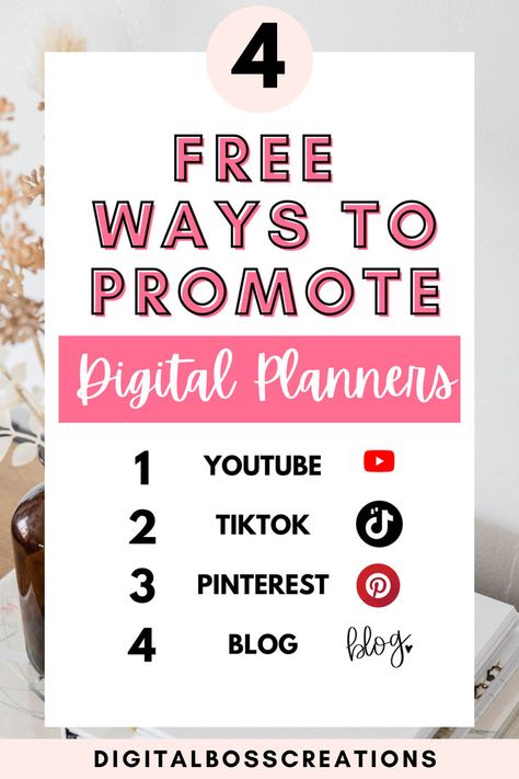 4 Free Ways To Promote Digital Planners Marketing Hacks, Sticker Organization, Startup Business Plan, Digital Organization, Creating A Vision Board, Business Entrepreneurship, Woman Business Owner, Productivity Planner, Planner Ideas