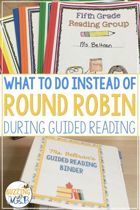 Why don't we use round robin in guided reading anymore? There are a few reasons that teachers continue to use this practice, and a few reasons that we shouldn't. Read about what guided reading looks like without round robin, how to implement this best practice, and how to make it effective for all of your kids, whether they're in kindergarten or upper elementary! #guidedreading #bestpractice Reading Strategies Upper Elementary, Small Group Reading Upper Elementary, Small Reading Groups Upper Elementary, Guided Reading Upper Elementary, Phonics For Upper Elementary, Upper Elementary Phonics, Guided Reading Binder, Upper Elementary Reading, Guided Reading Kindergarten