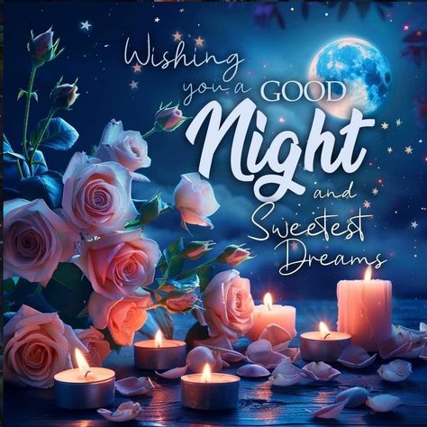 Goodnight And Sweet Dreams, Good Night Blessings Quotes, Goodnight Messages, Blessings Quotes, Goodnight Quotes, Night Blessings, You Are My Friend, Flowers Images, Night Greetings