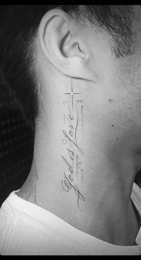 Tattoo Back Ear, Strong Survive Tattoo, Text Tattoo Design, Side Neck Tattoos For Men, Tattoo Neck Men, Side Neck Tattoo For Guys, Neck Tattoo Men, Back Of Neck Tattoo Men, Chest Neck Tattoo