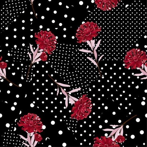 Dot Pattern Vector, Polka Dot Pattern Design, Digital Print Textiles, Flower Pattern Design, Vector Background Pattern, Pattern Flower, Floral Prints Art, Rose Wallpaper, Polka Dot Pattern