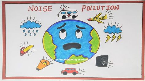 noise pollution drawing easy and simple | science drawing academy  @howtofunda   @craftpiller ​ Noise Pollution Drawing, Pollution Drawing Ideas, Pollution Images, Pollution Drawing, Save Environment Posters, Sound Pollution, Recycled Crafts Kids Projects, Pollution Pictures, Poster Easy