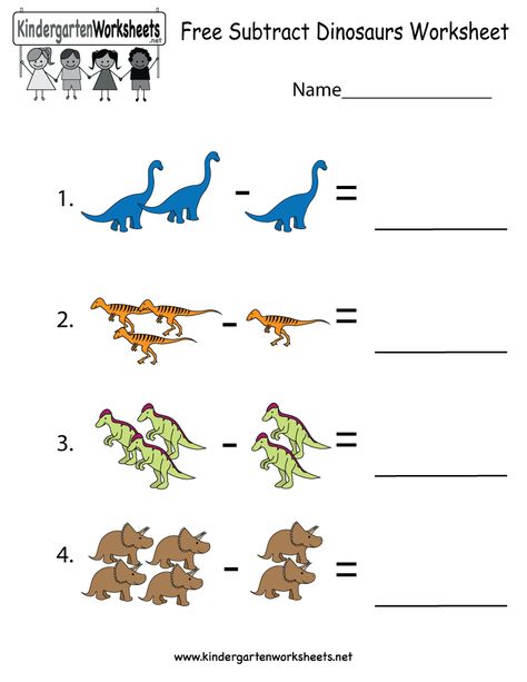 Dinosaurs subtraction worksheet for kindergarteners. This would be perfect for dinosaur lovers! You can download, print, or use it online. Pictures Of Dinosaurs, Dinosaur Math, Dinosaur Worksheets, Soft School, Dinosaurs Preschool, Shapes Preschool, Kindergarten Printables, Printable Math Worksheets, Subtraction Worksheets