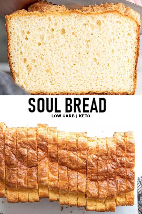 *NEW* Soul bread is a moist, fluffy delicious low carb white bread that is truly simple to make and nothing short of decadent yumminess. #lowcarbsoulbread #soulbread Soul Bread, New Soul, Low Carb Low Sugar, Keto Friendly Desserts, Best Low Carb Recipes, Photo Food, Low Carb Breakfast Recipes, Low Carb Diet Recipes, Low Carb Dinner Recipes